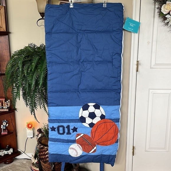 Brand New Living Quarters Kids Sleeping Bag Blue Sports Zippered Cotton Rollup - Picture 16 of 16